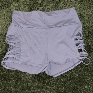 Women’s Gray High-Waist Active Shorts with Side Lace-Up